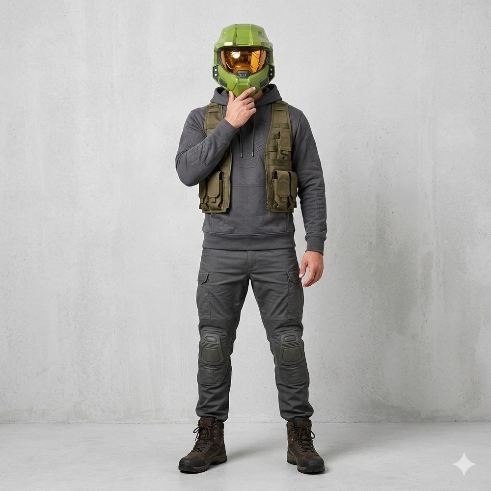 Halo Master Chief Spartan Helmet Green Gold Visor Cosplay Costume Accessory‎